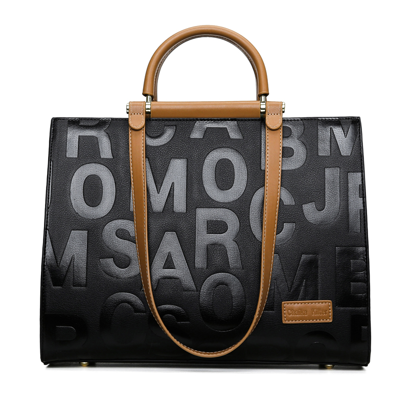 Tote Bag - Letter Embossed Large Capacity Handbag
